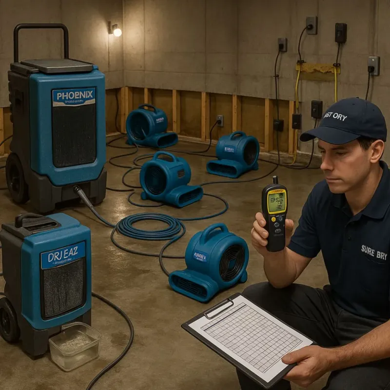 Structural Drying and Dehumidification process in Pole Ojea, PR